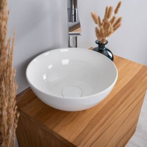 LAVABO - VASQUE Vasque en céramique - WANDA COLLECTION - Luna 28 cm - Ronde - Blanc