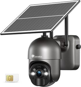 CAMÉRA IP Ctronics 4G/3G LTE Caméra Surveillance 2K 3MP sans Fil Solaire Extérieure Noir Batterie 10400mAh Vision Nocturne Couleur 30m