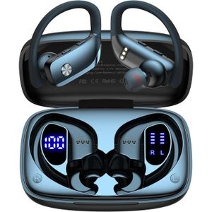 CASQUE - ÉCOUTEURS VEATOOL Écouteur Sportif Sans Fil Bluetooth 5.1 Étanche IPX5 Son Stéréo Autonomie 48h Micro Intégré Noir