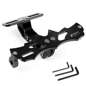 Support De Support De Cadre De Plaque Dimmatriculation En Aluminium Réglable De Moto Delaman Avec Lumière Cadre De Plaque Dimmatriculation Couleur : Black 