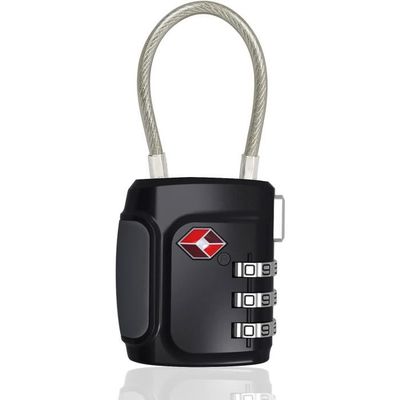 Lot De 2 Cadenas TSA à Combinaison 4 Chiffres - Pour Valises Et Bagages, Alliage De Zinc, Noir, Sécurité Voyage - 6