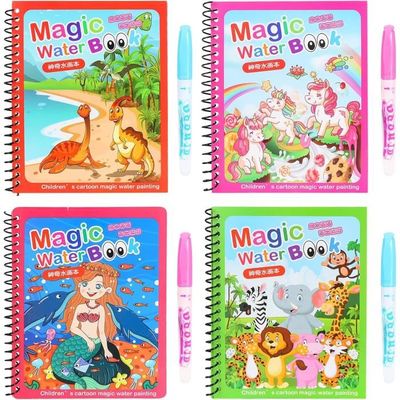 Livre De Coloriage à L'Eau Magique – 5 Thèmes (Licorne, Animaux, Mer, Dessin, Transport) – 5 Stylos – Réutilisable 3+