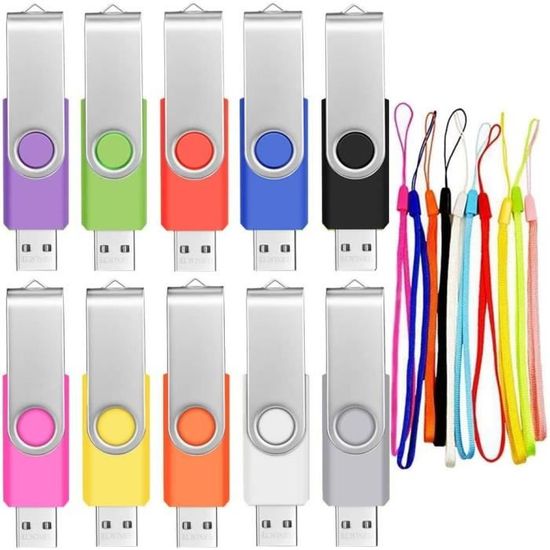 WISEORANGE Clé USB 4 Go Lot De 20 Clef USB 2.0 Avec Balises Utiles Pour PC, Ordinateur Portable, TV (10 Multicolores