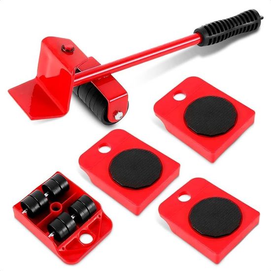 VEVOR Barre De Levage 4 Tonnes 152 Cm - Lève-Meuble à Roulettes - Acier Q235 - Outil Déménagement Palettes Charges Lourdes + Gants
