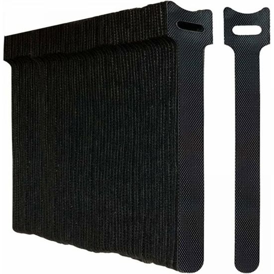 40 Pièces Attaches Câbles Scratch Réutilisables - Serre-Câbles Nylon 15 à 30 Cm Noir Ajustables