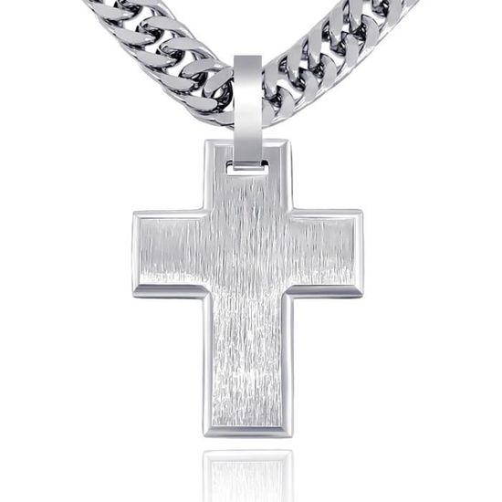 HZMAN Collier Acier Inoxydable Homme Croix Rouge "Put On The Whole Armor Of God Ephésiens 6:13-17" - Cadeau Spirituel