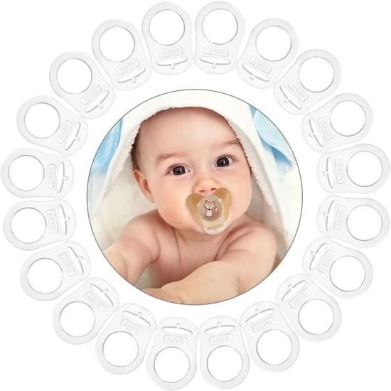 10 Attaches Tétine En Silicone - Anneaux Bouton Transparents Rose/Blanc - Pour Éviter De Perdre La Sucette De Bébé