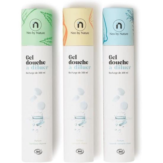 3 Recharges Gel Douche Bio & Rechargeable Homme Femme 300Ml 0 De