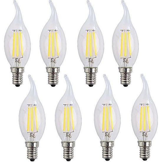 Ampoule LED Bougie 4W Blanc Froid 6500k AC220-240V Flamme Tip Lumineux Non Dimmable - OUGEER