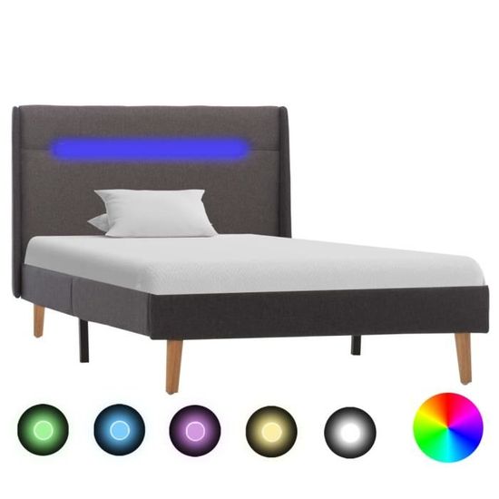 &8965Luxueux - Cadre de lit avec LED Sommier à Lattes - Structure de lit Double Adulte Contemporain - Lit 2 Places Lit Rembourré déc