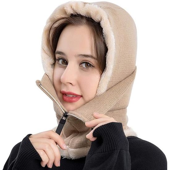 Cagoule Balaclava 3 Trous Tricotée Hiver - Bonnet & Cache-Cou 2 En 1 Pour Homme Femme, Chaud & Confortable, Ski, Moto, Randonnée