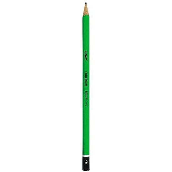 BIC Crayon papier CRITERIUM 550, mine 2B, corps vert hexagonal - Lot de 12  - Porte mines, crayons, gommes
