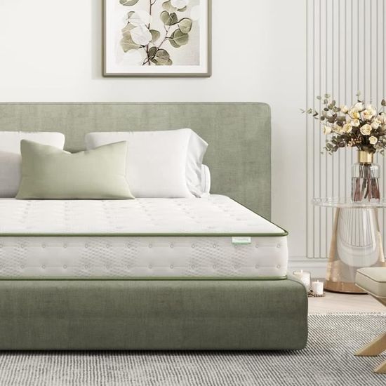 Matelas 140x190 Cm En Mousse Mémoire Et Ressorts Ensachés - Fermeté Moyenne - Hauteur 25 Cm - Livré En Boîte - Certifié Oeko-TEX - 13