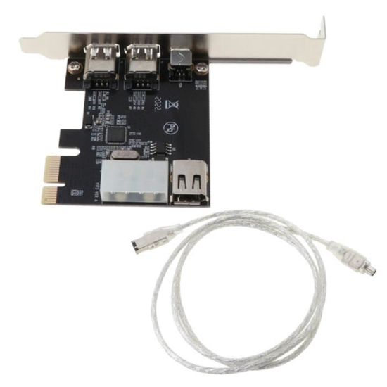 Carte Adaptateur JMT PCIe Combo 3 Ports – 2x 1394B 9pin + 1x 1394A 6pin