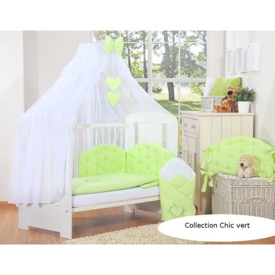 Ciel de lit bébé enfant moustiquaire à coeurs - SWB - Chic - Vert - Mixte