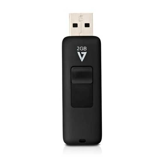 Clé USB - V7 - VF22GAR-3E - 2 Go - USB 2.0 - Noir