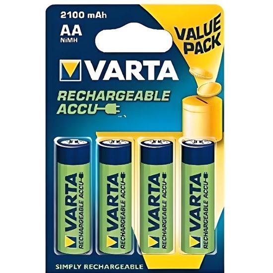 Pack 4 Piles rechargeables R06 Aa 2100mah 1,2v Nimh Bl4 Varta 56616 Aa2100/bl4/56616