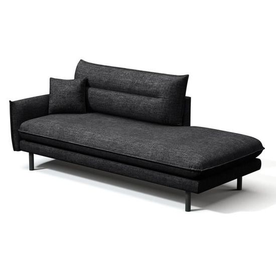 Méridienne droite en tissu YONI - Anthracite - Cdiscount Maison