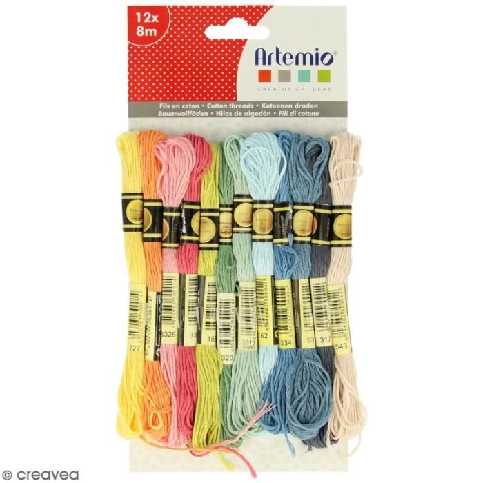 Fil de coton à broder - Pastels - 8 m - 12 pcs Couleurs dans le lot: PastelsComposition: cotonLongueur: 8 mQuantité: 12 pcs