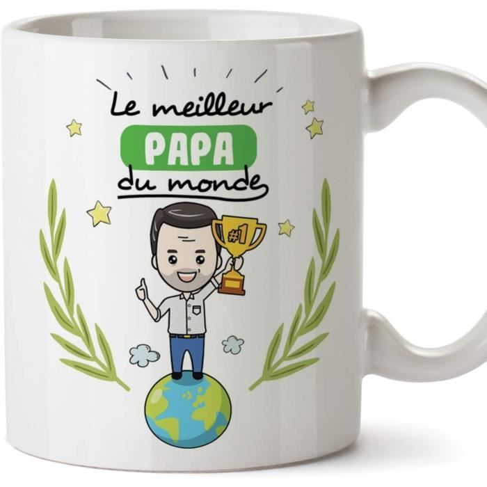 Papa Tasse - Mug - Le Papa du Monde - Tasse Originale - Idee Fête des Pères - Cadeau Anniversaire - Future Papa. Céramique 350 ML 1
