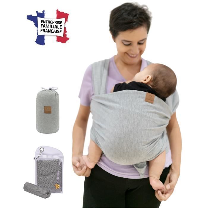 Echarpe de Portage Bebe Dolbomy - Inclus Manuel en Français et Sac de Rangement - Écharpe Coton Elastique jusqu'à 15 kg - Porte Bébé