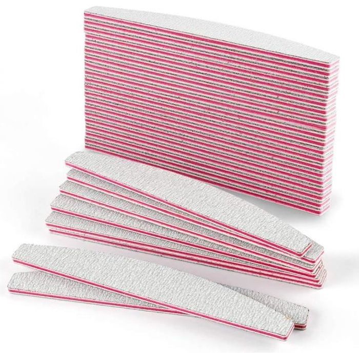 Lot de 50 limes à ongles professionnelles 100/180 à double face pour manucure et ongles Lilas Blanc