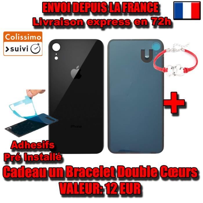 COQUE KIT VITRE ARRIERE DOS iPhone XR NEUF NOIR