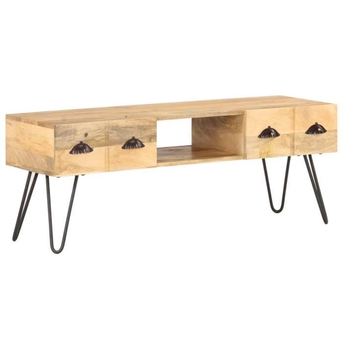 Unique Meuble TV industriel Armoire HiFi Meuble de télévision 120x35x45 cm Bois solide de manguier 2405