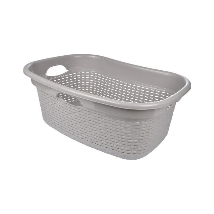 Panier à linge tressé 65x44x42,5 cm 50 L Taupe