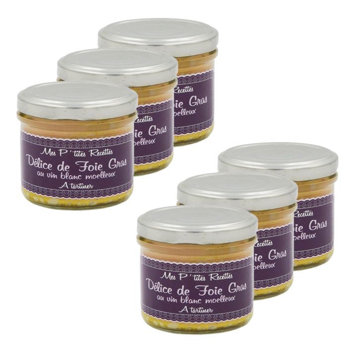 Lot 6x Délice de foie gras au vin blanc moelleux - France - Mes P'tites Recettes - pot 100g