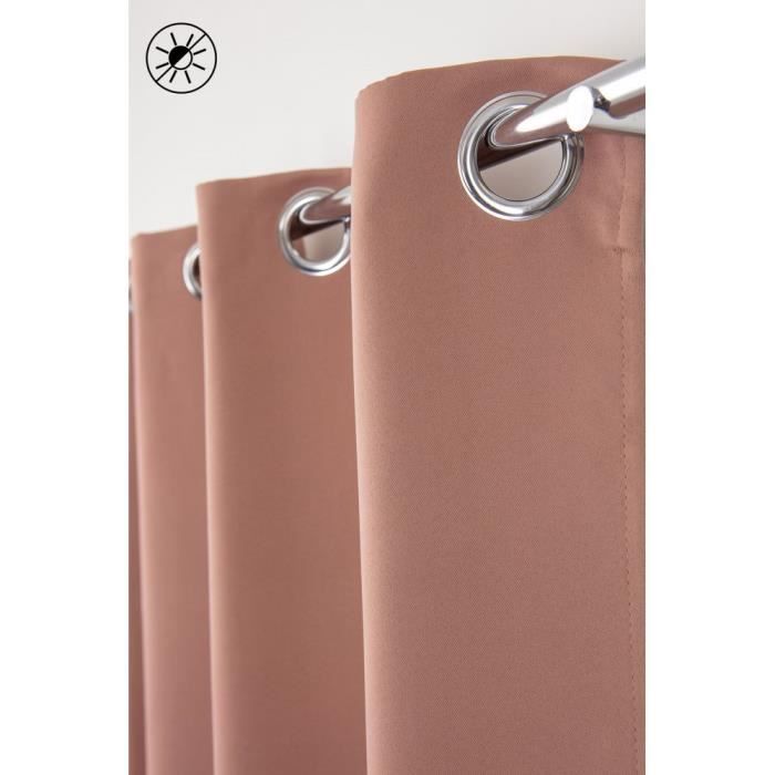 Rideau Occultant 135 x 160 cm à Oeillets Uni Rose Foncé
