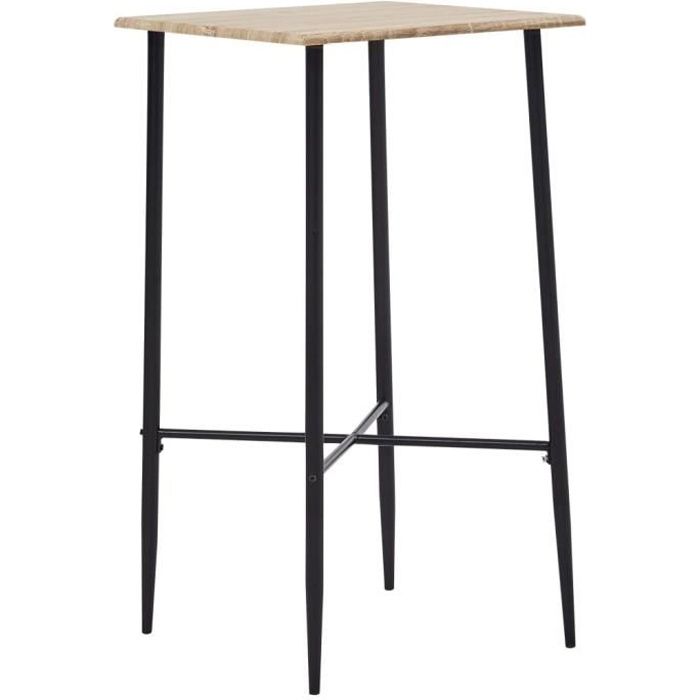 Table bar de 2 à 4 personnes - Table haute Cuisine Style Contemporain Chêne 60 x 60 x 111 cm MDF Top ❤799872
