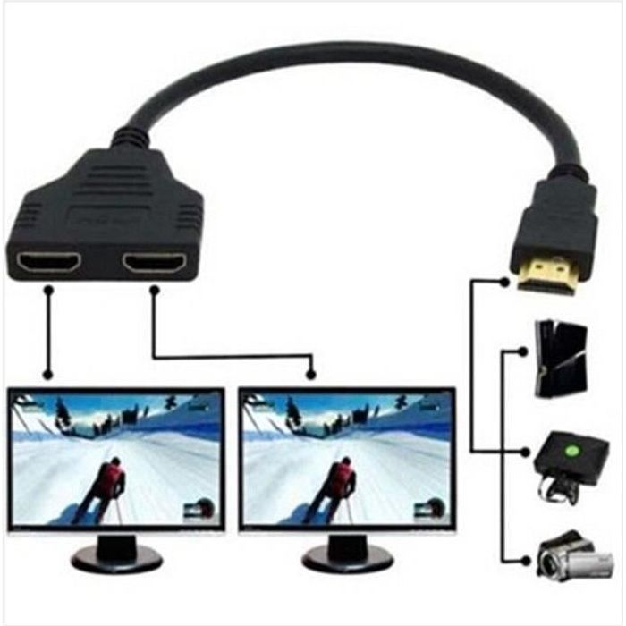 MSD Prise HDMI 1 mâle vers Double HDMI 2 femelle Y adaptateur de câble de répartiteur LCD LED HD TV QUI21723