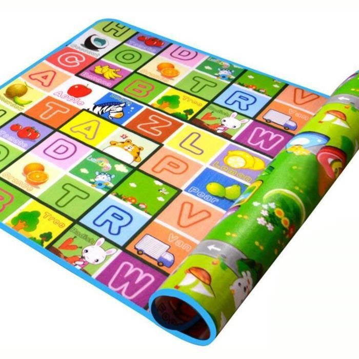 Tapis Mousse Epais Tapis de Jeu Jouet Epais Tapis D'éveil pour Bébé Enfant Bas Age Motif Dessin Alphabet Chiffres Animaux