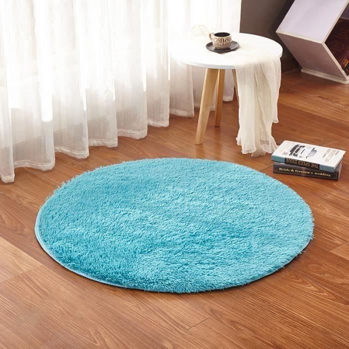 Rond Tapis de Sol En Velours Yoga Chambre 60cm BLEU Bo13337