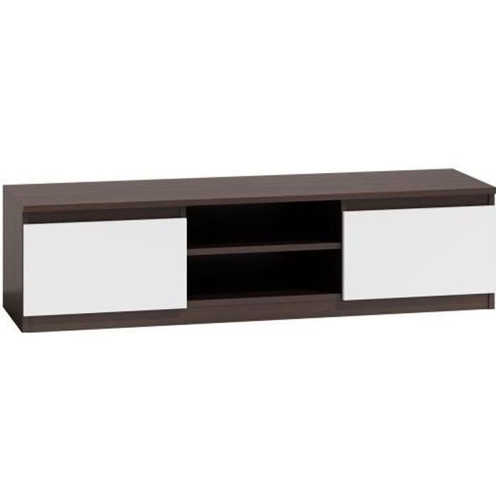 Meuble TV moderne pour salon 140 cm 40 Wengé-Blanc