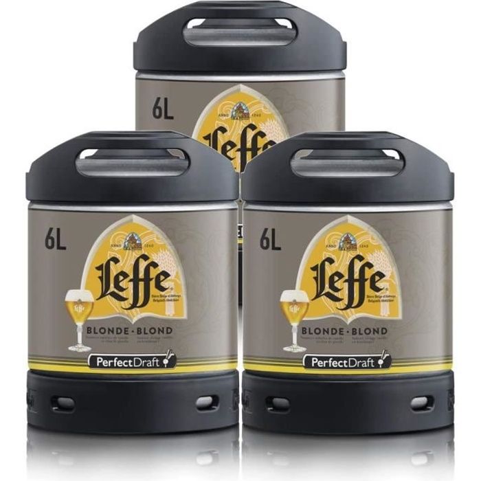 Pack 3 fûts de 6 litres - Compatibles avec la tireuse Perfectdraft - 15 euros de consigne INCLUS (Leffe Blonde)