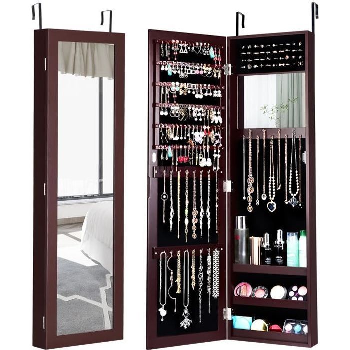 COSTWAY Armoire à Bijoux Murale Meuble à Bijoux Suspendue Accrochée à