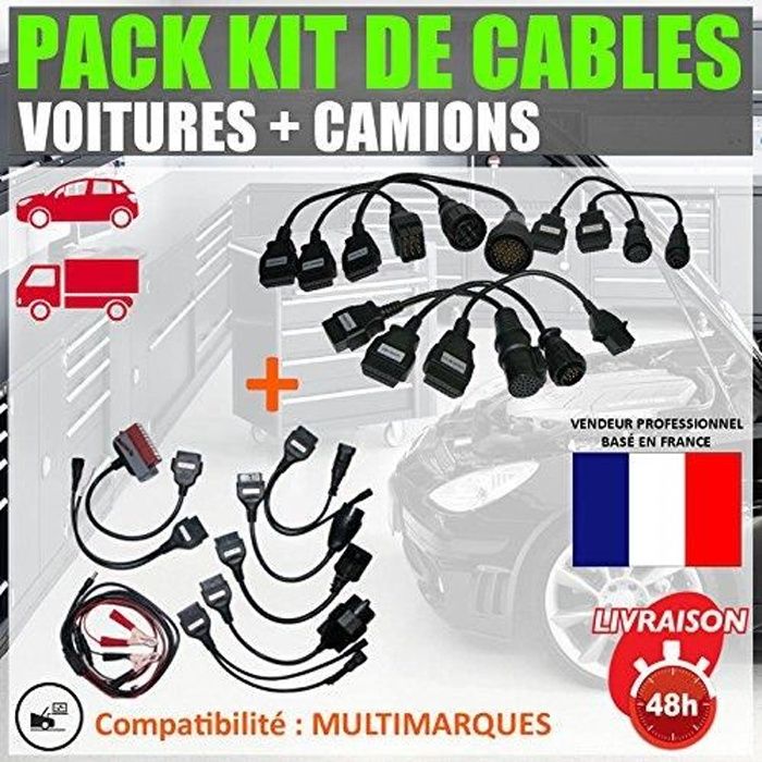 Mister Diagnostic® ★ PACK ADAPTATEURS ★ Kit de cables voitures et camions complet - Delphi ds150
