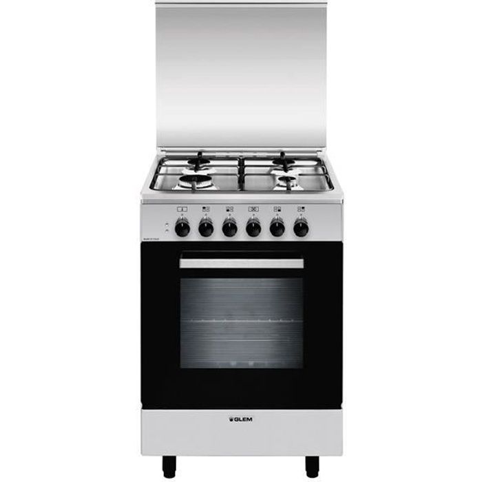 Glem A554MI6, Cuisinière, Acier inoxydable, Rotatif, Devant, Cuisinière à gaz, Moyenne