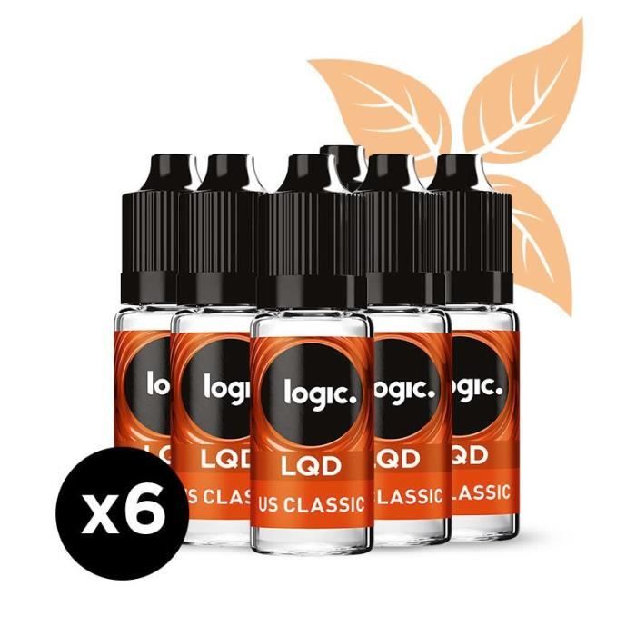 Logic LQD - Goût US Classic - 6 mg - 6 bouteilles d'e-liquide.
