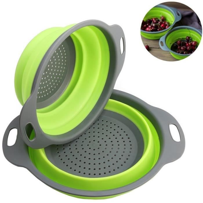 2pcs Passoire en Silicone/ Passoire Pliable Silicone Pour Cuisine,Passoire Rétractable en Silicone