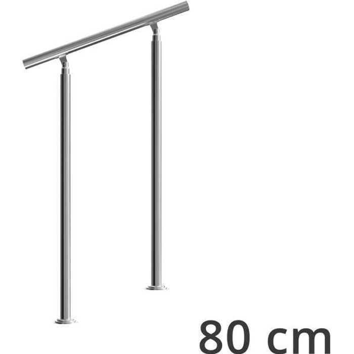 Rampe d'escalier 80 cm acier inoxydable sans traverse main courante balustrade garde-corps aide escalier balcon intérieur extérieur