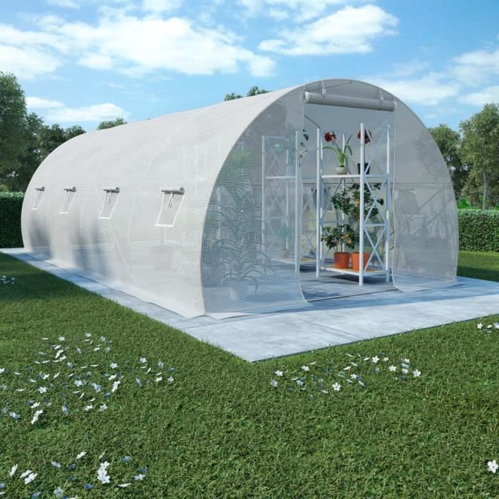Serre avec fondation en acier 18 m2 600 x 300 x 200 cm-SERRE DE JARDINAGE