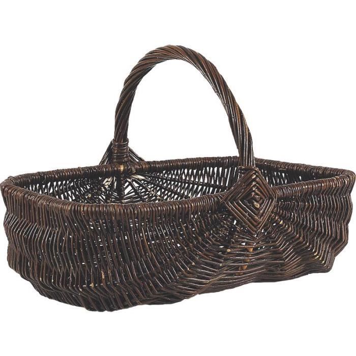 Panier à champignons en osier brut - 47 x 36 x 16-36 cm