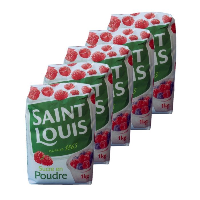 Lot 5x Sucre en poudre - Saint Louis - paquet 1kg