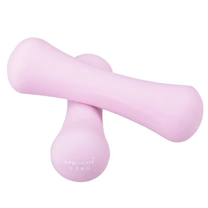 SPRINGOS® Lot de 2 haltères en néoprène rose (2x0.5kg)