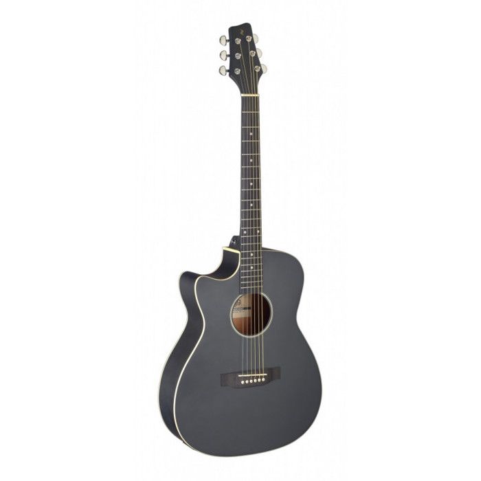 Guitare auditorium électro-acoustique avec pan coupé, noir, modèle gaucher