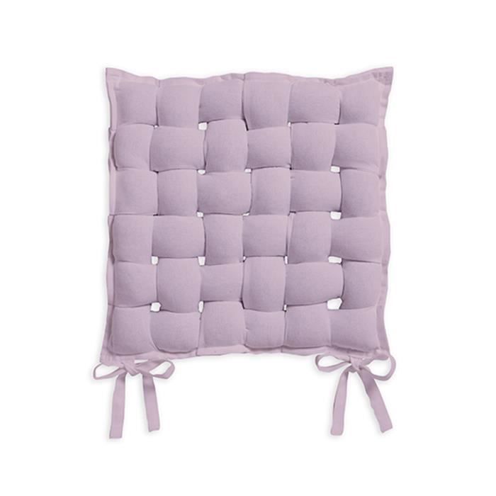 Assise tressée CEREMONY 40x40 coton Poudre le Lila