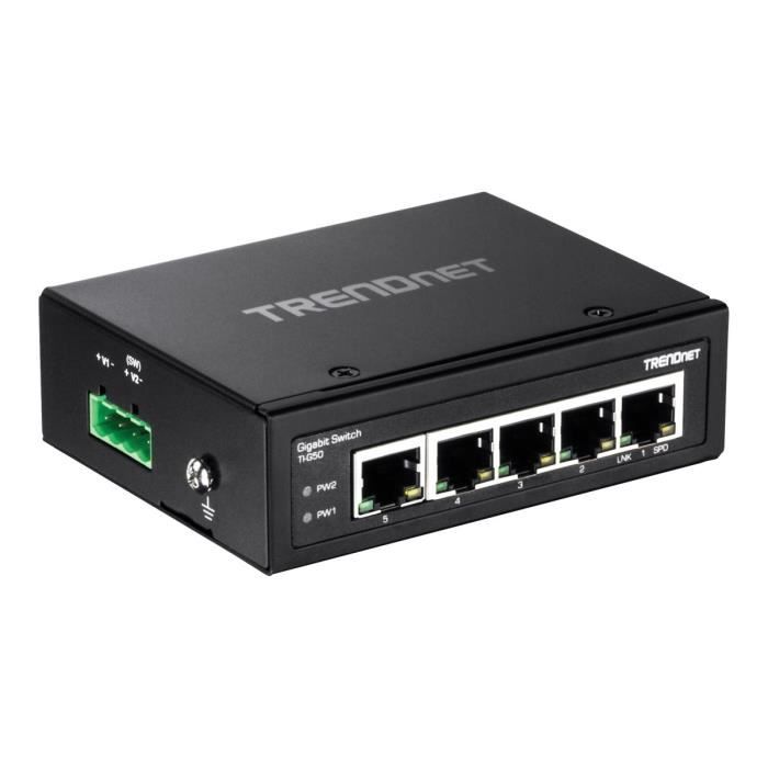 TRENDNET Commutateur Ethernet TI-G50 5 Ports - 2 Couches supportées - Paire torsadée - Montage sur rail